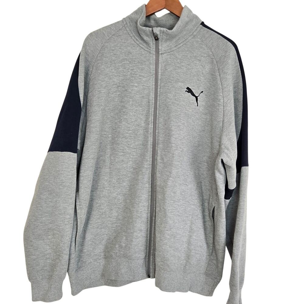 Puma Gray Black Evostripe Athleisure Streetwear Front Zip Track Jacket Size XXL